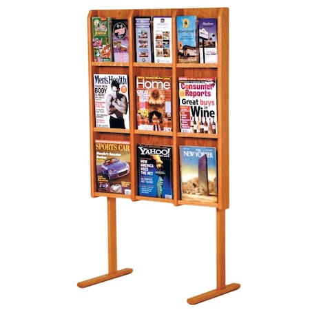 Wooden Mallet Divulge 9 Magazine & 18 Brochure Floor Display Medium Oak LM12-FSMO